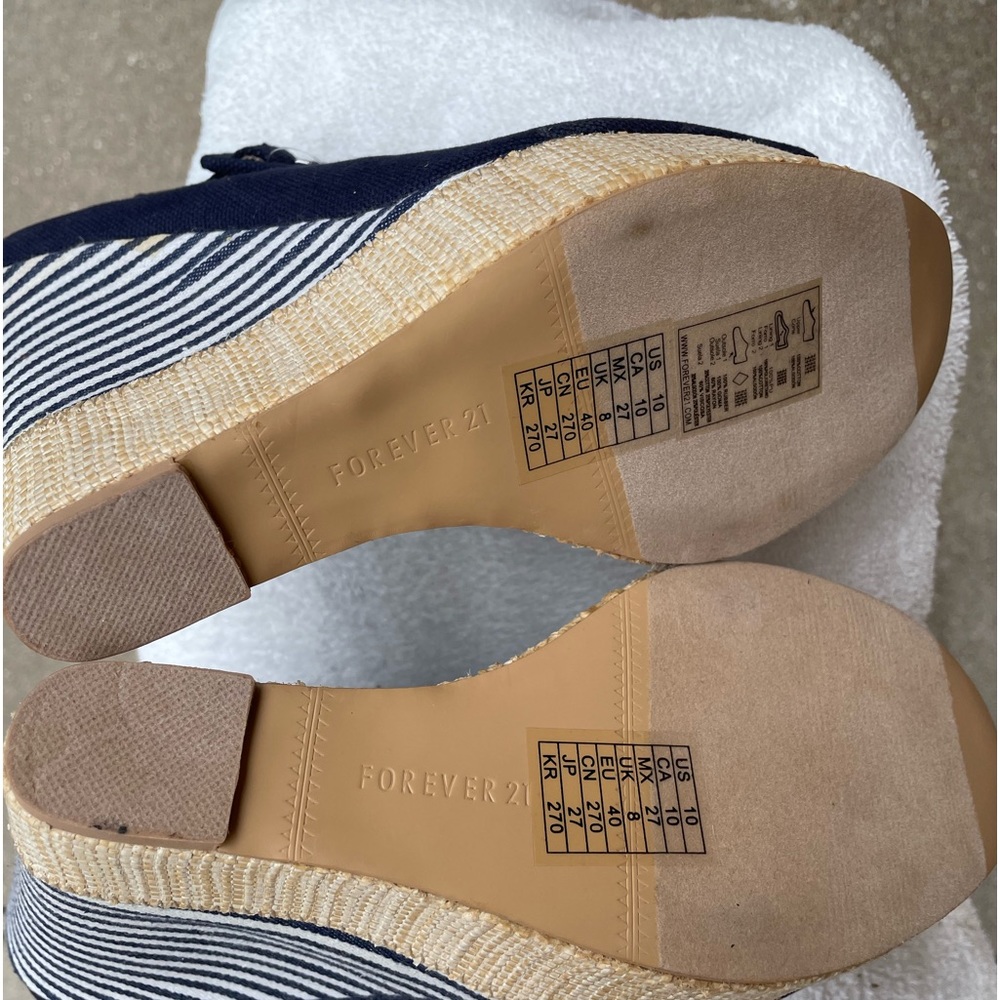 NWT Forever 21 Blue Navy Wedges Size 10 - Picture 2 of 7
